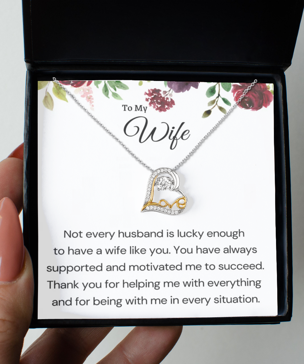 Wife's Love Dancing Necklace  , Wife gift, Thanks gift to Wife, Birthday gift to Wife, Anniversary gift to Wife, Wife Necklace gift, to my Wife Necklace, TMC gift tinmico