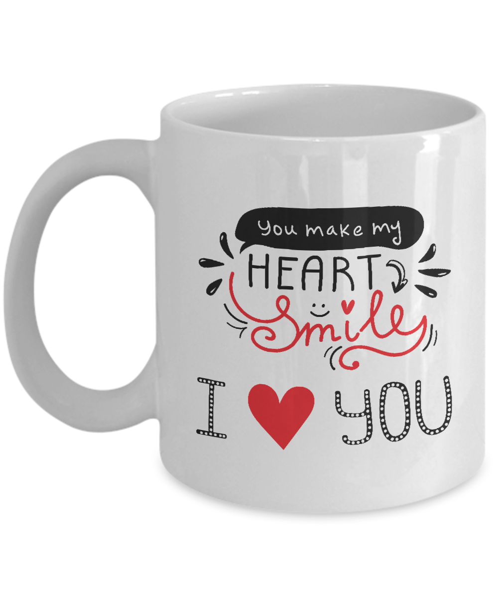 You Make My Heart Smile Mug,I Love You Coffee Mug,Christmas Gifts Coffee Mug, Funny Mug,11 oz tinmico