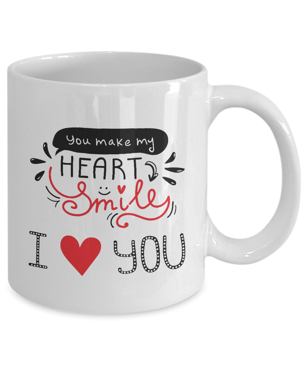 You Make My Heart Smile Mug,I Love You Coffee Mug,Christmas Gifts Coffee Mug, Funny Mug,11 oz tinmico