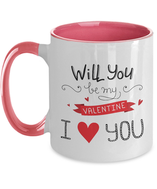 You Will Forever be My Valentine 11oz Coffee Mug,Two Tone Mug,Great for Valentine's Day, Wife, Husband, Girlfriend, Boyfriend tinmico