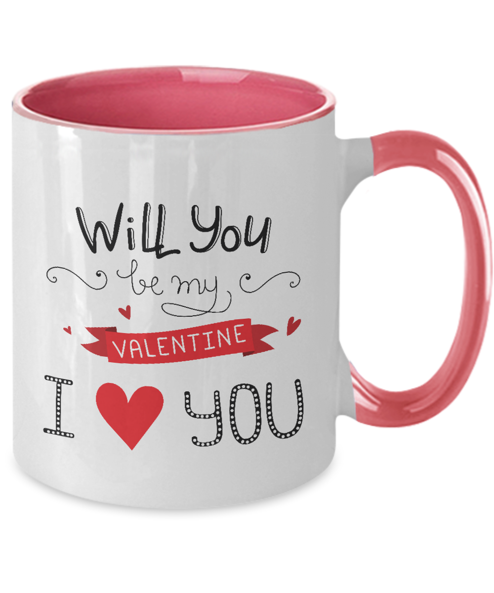 You Will Forever be My Valentine 11oz Coffee Mug,Two Tone Mug,Great for Valentine's Day, Wife, Husband, Girlfriend, Boyfriend tinmico