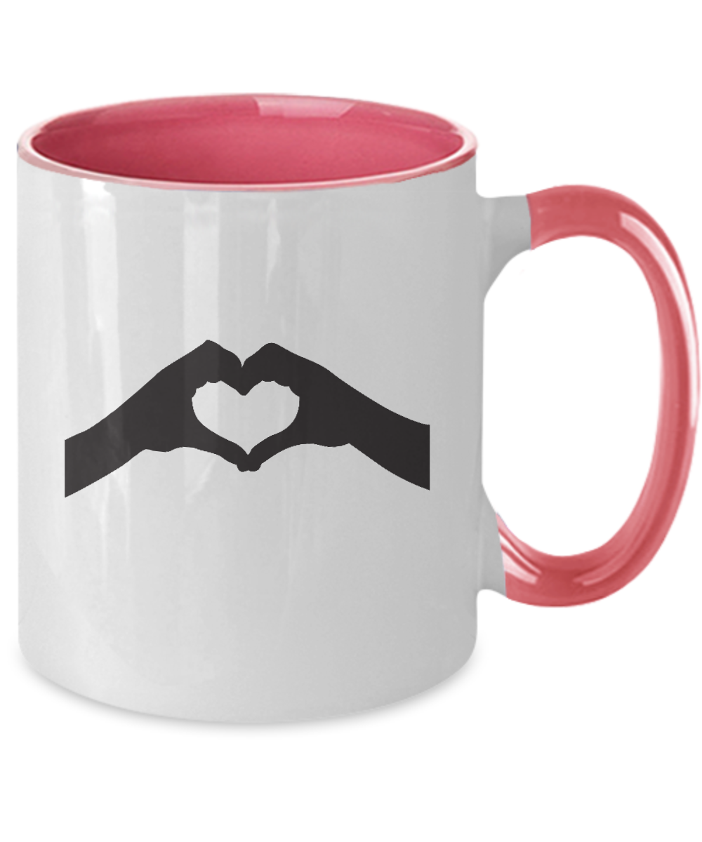 love you mug , coffee mug,heart shape hand tinmico