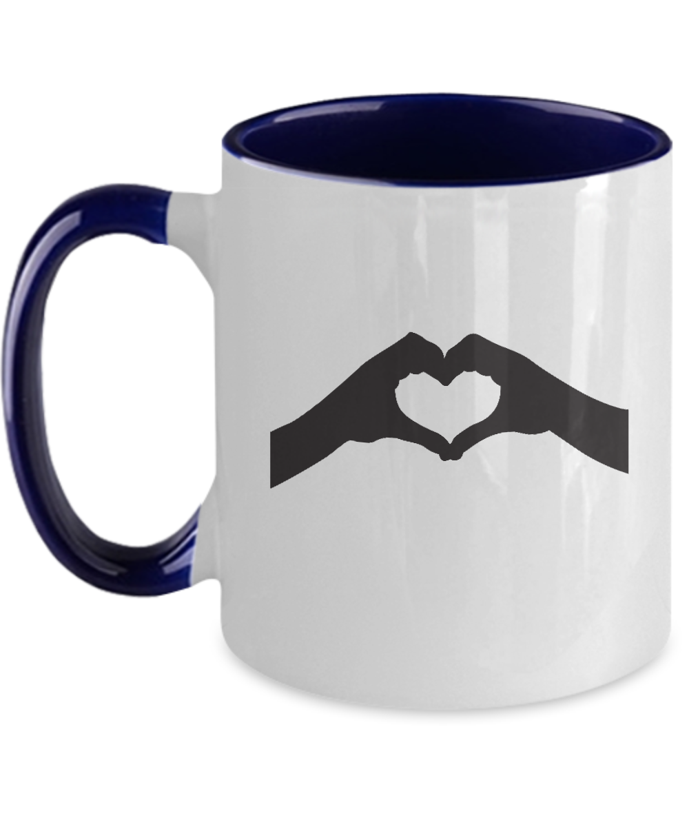 love you mug , coffee mug,heart shape hand tinmico