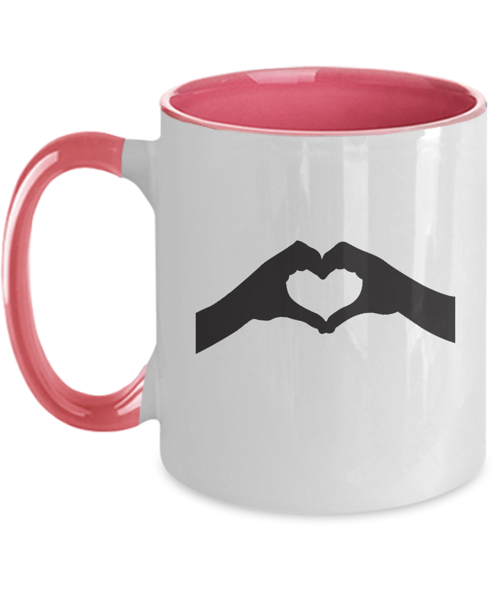 love you mug , coffee mug,heart shape hand tinmico