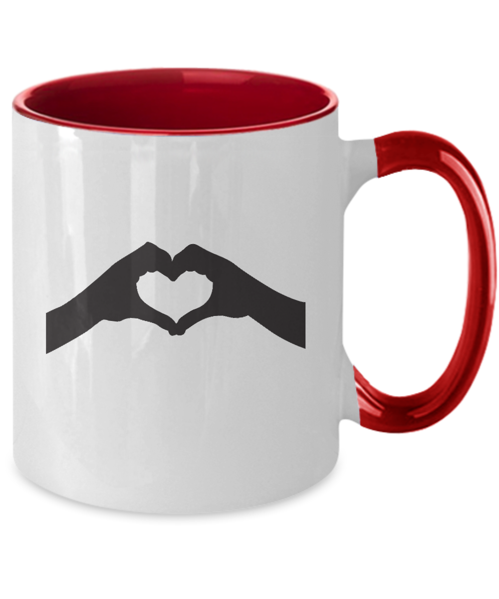 love you mug , coffee mug,heart shape hand tinmico