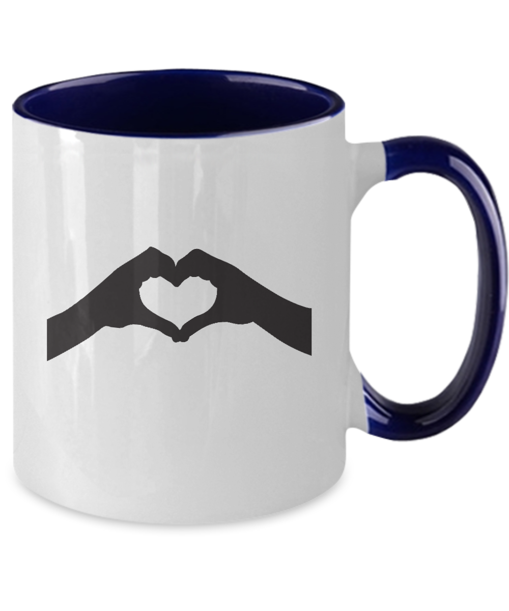 love you mug , coffee mug,heart shape hand tinmico