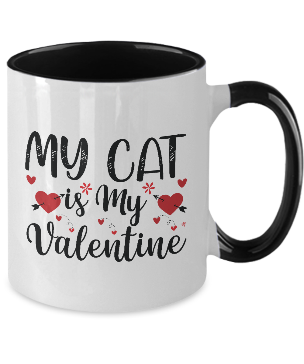 my cat is my valentine two tone 11 oz mug , funny mug coffee tinmico