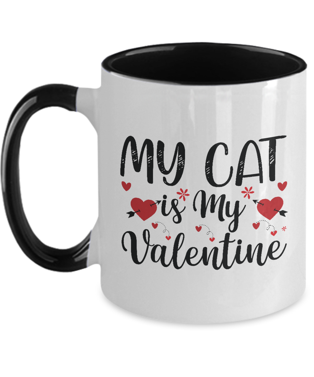 my cat is my valentine two tone 11 oz mug , funny mug coffee tinmico