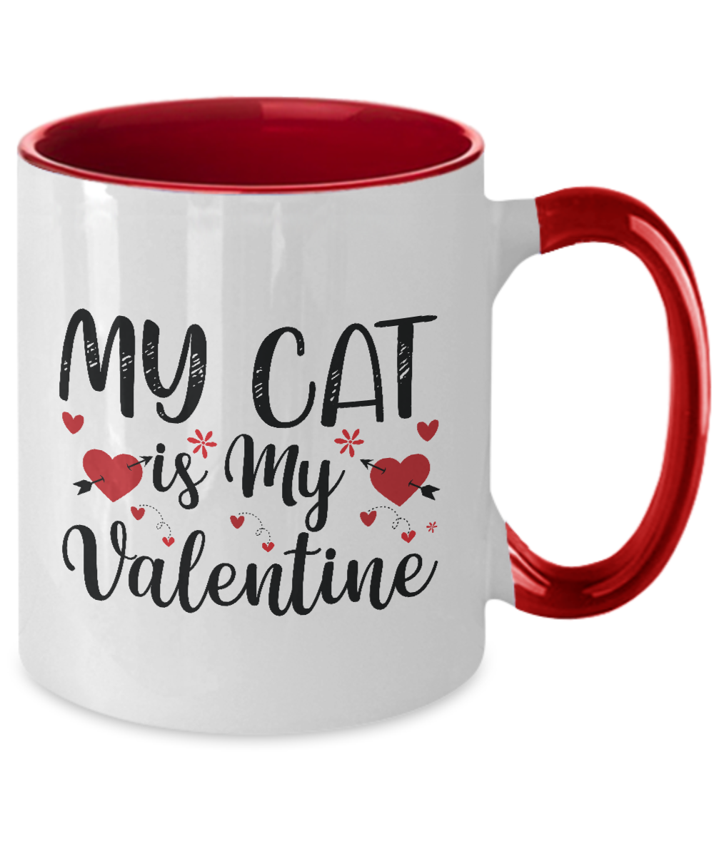 my cat is my valentine two tone 11 oz mug , funny mug coffee tinmico