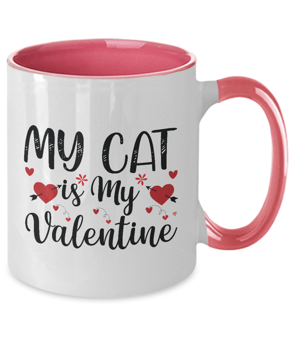 my cat is my valentine two tone 11 oz mug , funny mug coffee tinmico