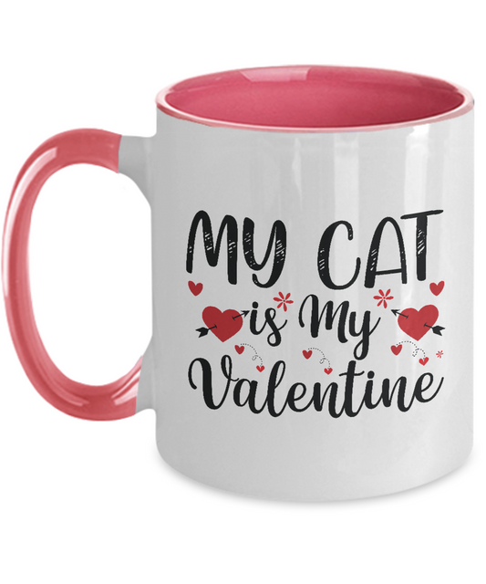 my cat is my valentine two tone 11 oz mug , funny mug coffee tinmico